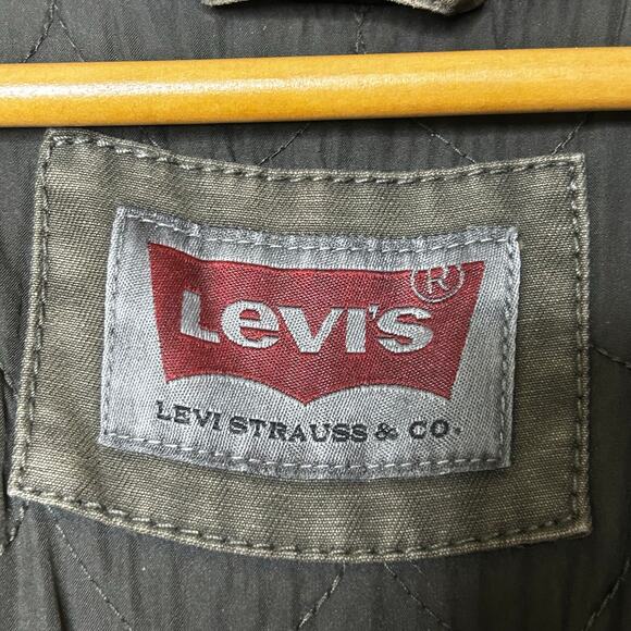 Levis Jacket Size XXL Coat Khaki Green Brown Chore Work Utility Pockets Quilted - Picture 12 of 13